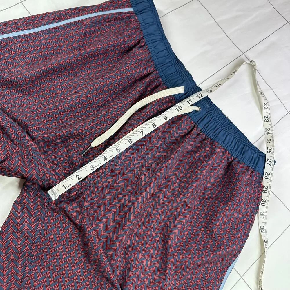 Fair Harbor Shorts Mens XXL Blue Red Anchor Trunk Athletic Swim Pool Beach Lined